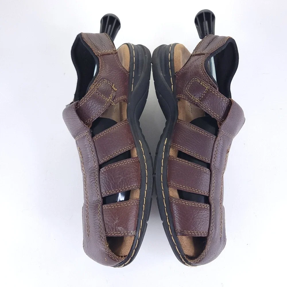 Dr Scholls Camden Fisherman Sandals Mens Size 11 M Brown Leather Memory Foam
